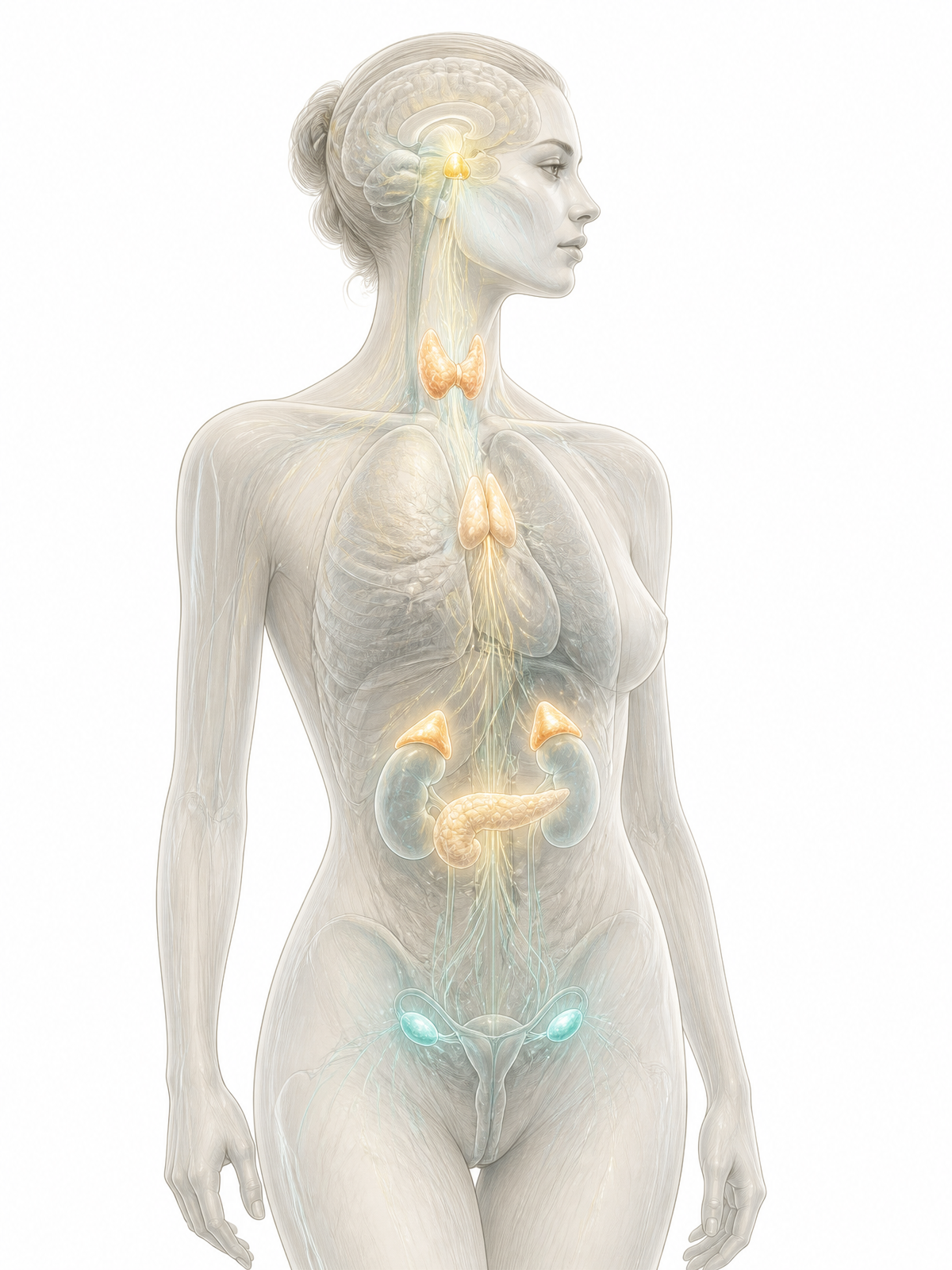 Sistema endocrino — ilustración editorial